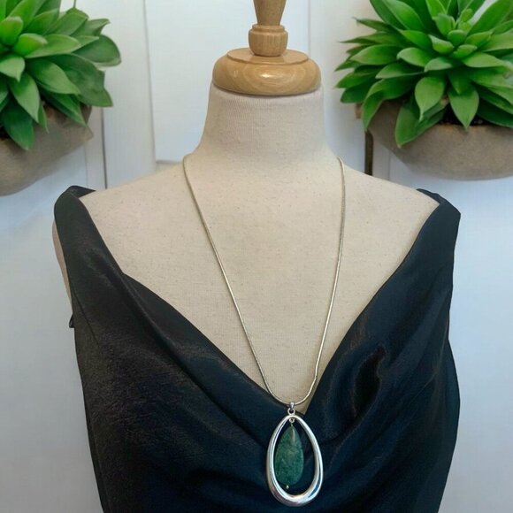 Etienne AIGNER Natural Green Stone Pendant Necklace - Picture 1 of 7